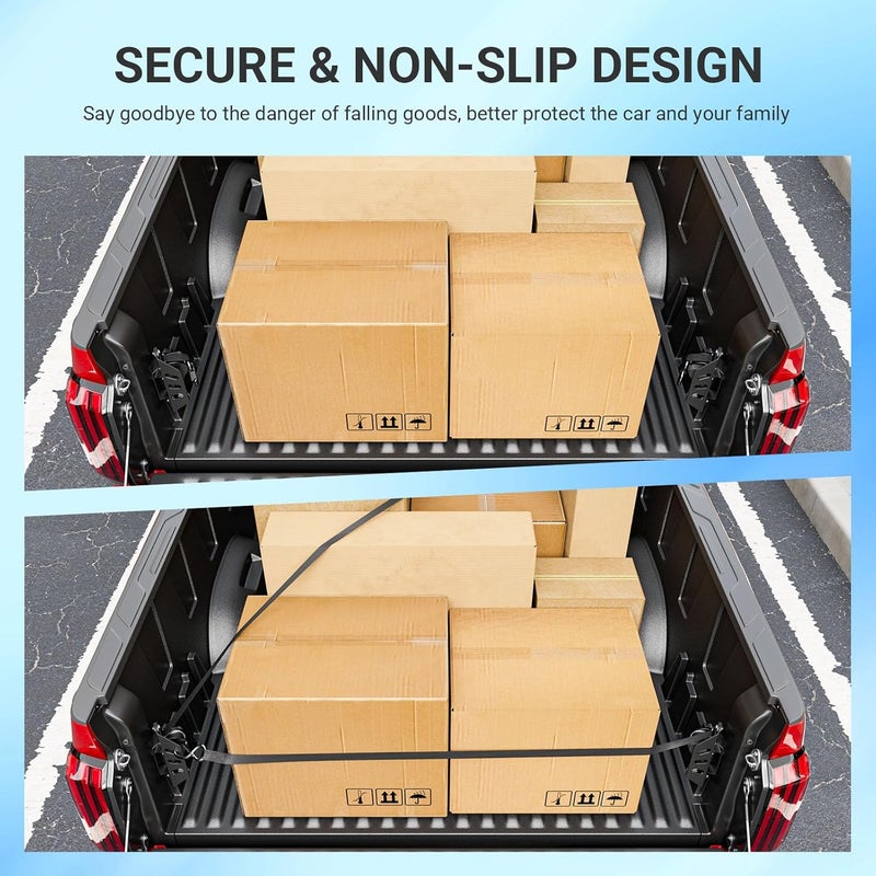 SZYANG 2PCS Retractable Ratchet Straps Compatible with 2022-2025 Toyota Tundra Retractable Tie Down Straps Replacement for 2022-2025 Toyota Tundra Accessories - Image 3
